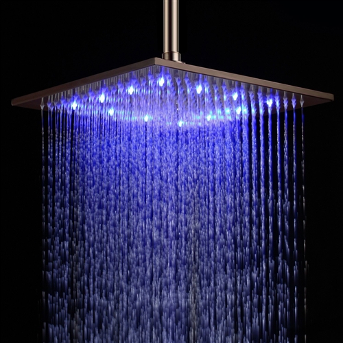 Fontana 12" Oil Rubbed Bronze Square LED Rainfall Showerhead